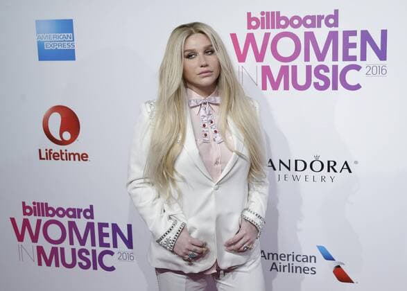 Kesha arrives on the red carpet at the Billboard Women in Music 2016 event on December 9, 2016 in New York City.  NYP20161209123 JOHNxANGELILLO