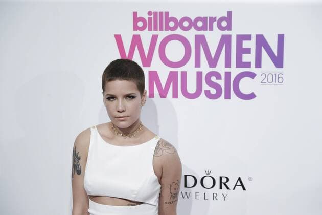 Halsey arrives on the red carpet at the Billboard Women in Music 2016 event on December 9, 2016 in New York City.  NYP20161209134 JOHNxANGELILLO