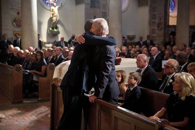 Jun 6, 2015 - Washington, District of Columbia, U.S. - The President hugs Vice President Joe Biden after delivering a eulogy during the funeral mass for Beau Biden at St. Anthony of Padua Catholic Church in Wilmington, Del. . Barack Hussein Obama II (born August 4, 1961) is the 44th President of the United States. He is the first African American to be elected to office and the first president born outside the contiguous United States. Born in Honolulu, Hawaii, Obama is a graduate of Columbia University and Harvard Law School. He worked as a civil rights attorney and taught constitutional law at the University of Chicago Law School from 1992 to 2004. While serving three terms representing the 13th District in the Illinois Senate from 1997 to 2004. Washington U.S. - ZUMAz03_ 20150606_shw_z03_144
