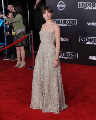 December 10, 2016 - Hollywood, CA, United States - 10 December 2016 - Hollywood, California - Felicity Jones. Rogue One: A Star Wars Story World premiere held at Pantages Theater. Photo Credit: AdMedia Hollywood United States - ZUMAa123 20161210_zaa_a123_076