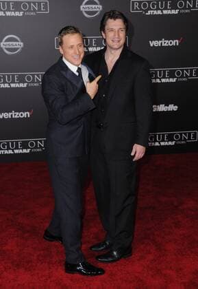 December 10, 2016 - Hollywood, CA, United States - 10 December 2016 - Hollywood, California - Alan Tudyk, Nathan Fillion. Rogue One: A Star Wars Story World premiere held at Pantages Theater. Photo Credit: AdMedia Hollywood United States - ZUMAa123 20161210_zaa_a123_122