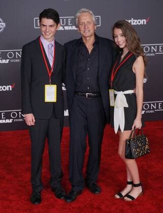 December 10, 2016 - Hollywood, CA, United States - 10 December 2016 - Hollywood, California - Dylan Michael Douglas, Michael Douglas, Carys Zeta-Douglas. Rogue One: A Star Wars Story World premiere held at Pantages Theater. Photo Credit: AdMedia Hollywood United States - ZUMAa123 20161210_zaa_a123_120