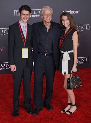 December 10, 2016 - Hollywood, CA, United States - 10 December 2016 - Hollywood, California - Dylan Michael Douglas, Michael Douglas, Carys Zeta-Douglas. Rogue One: A Star Wars Story World premiere held at Pantages Theater. Photo Credit: AdMedia Hollywood United States - ZUMAa123 20161210_zaa_a123_167