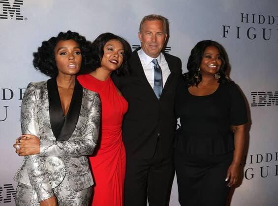 December 10, 2016 - New York, New York, U.S. - Singer JANELLE MONAE, actors TARAJI P. HENSON, KEVIN COSTNER and OCTAVIA SPENCER attend the New York Special Screening of Hidden Figures held at the SVA Theatre. New York U.S. - ZUMAk03_ 20161210_zaf_k03_193