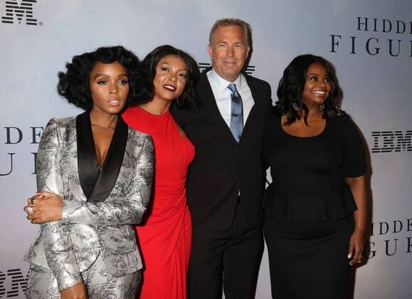 December 10, 2016 - New York, New York, U.S. - Singer JANELLE MONAE, actors TARAJI P. HENSON, KEVIN COSTNER and OCTAVIA SPENCER attend the New York Special Screening of Hidden Figures held at the SVA Theatre. New York U.S. - ZUMAk03_ 20161210_zaf_k03_194