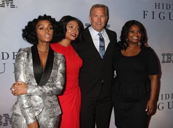 December 10, 2016 - New York, New York, U.S. - Singer JANELLE MONAE, actors TARAJI P. HENSON, KEVIN COSTNER and OCTAVIA SPENCER attend the New York Special Screening of Hidden Figures held at the SVA Theatre. New York U.S. - ZUMAk03_ 20161210_zaf_k03_201