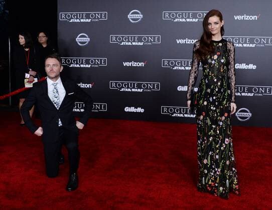Television personality Chris Hardwick and his wife, model actress Lydia Hearst attend the premiere of the sci-fi motion picture Rogue One: A Star Wars Story at the Pantages Theatre in the Hollywood section of Los Angeles on December 10, 2016. Storyline: The Rebellion makes a risky move to steal the plans to the Death Star, setting up the epic saga to follow.  LAP2016121033 JIMxRUYMEN