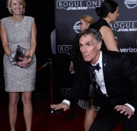 Science educator Bill Nye attends the premiere of the sci-fi motion picture Rogue One: A Star Wars Story at the Pantages Theatre in the Hollywood section of Los Angeles on December 10, 2016. Storyline: The Rebellion makes a risky move to steal the plans to the Death Star, setting up the epic saga to follow.  LAP2016121028 JIMxRUYMEN