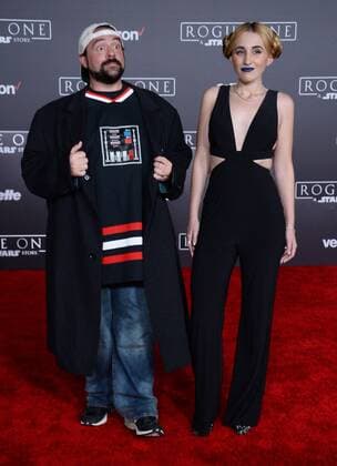 Director Kevin Smith and his daughter Harley Quinn Smith attend the premiere of the sci-fi motion picture Rogue One: A Star Wars Story at the Pantages Theatre in the Hollywood section of Los Angeles on December 10, 2016. Storyline: The Rebellion makes a risky move to steal the plans to the Death Star, setting up the epic saga to follow.  LAP2016121042 JIMxRUYMEN