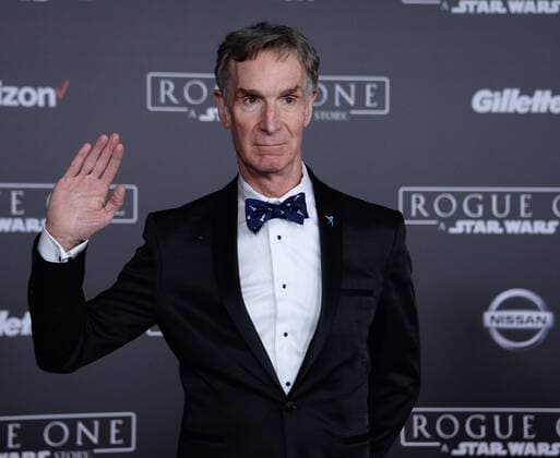 Science educator Bill Nye attends the premiere of the sci-fi motion picture Rogue One: A Star Wars Story at the Pantages Theatre in the Hollywood section of Los Angeles on December 10, 2016. Storyline: The Rebellion makes a risky move to steal the plans to the Death Star, setting up the epic saga to follow.  LAP2016121027 JIMxRUYMEN