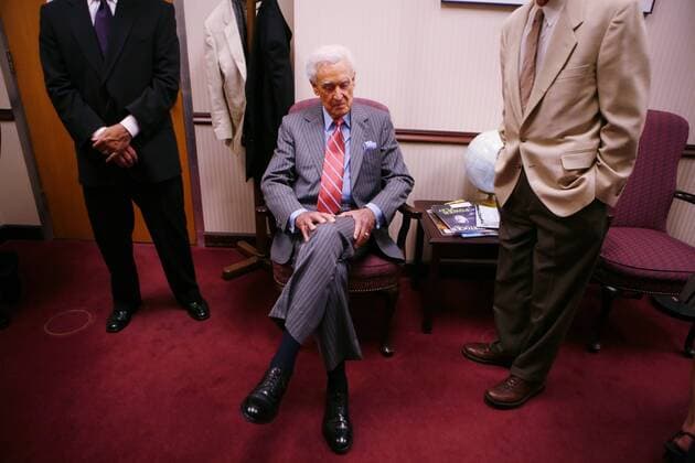 Game show host and animal rights advocate , Bob Barker, waits in the reception area of Senator Tom Torlakson, D-Antioch, as he waits to to talk to lawmakers as he drums up support for AB-1634-Levine, following a news conference supporting the bill at the State Capitol, Monday July 9, 2007. The bill would require dog and cat owners to spay or neuter their pets. Newly retired game show host Bob Barker lobbied at the Capitol on Monday in favor of controversial legislation, Assembly Bill 1634, to require spaying or neutering of cats and dogs. Our country, if it is to be considered civilized, needs to protect all living things - including animals, said Barker, who taped his final episode of The Price is Right last month. Supporters say that about 500,000 unwanted pets are euthanized annually and that mandatory sterilization would reduce that number. Opponents, known as PetPAC, held a du  - ZUMA 20080302_bat_s76_493