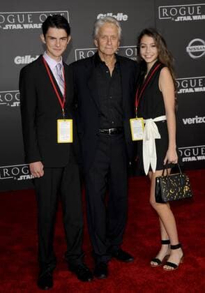 Michael Douglas, son Dylan Michael Douglas & daughter Carys Zeta-Douglas ROGUE ONE: A STAR WARS STORY FILM PREMIERE Hollywood Patrick Rideaux PicturePerfect