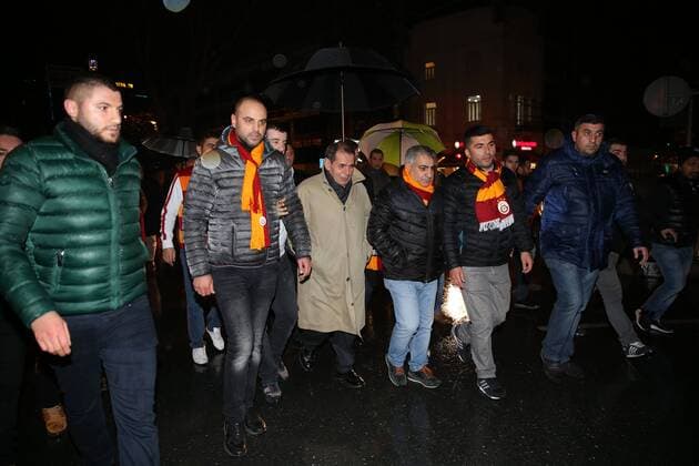 Galatasaray President Dursun Ozbek and a lot of different team supporters visit the blast site outside the Besiktas FC s Vodafone Arena Stadium in Istanbul, December 12, 2016, Turkey. At least 44 people were killed and 160 other wounded in twin explosions outside Vodafone Arena Stadium and in nearby Macka Park a few hours after the night s soccer match on 10 December. The bombs apparently targeted police officers who were securing the match. The Kurdish nationalist group Kurdistan Freedom Hawks (TAK), which seeks an independent Kurdish state in eastern and southeastern Turkey, claimed responsibility for the attack, according to published reports. 