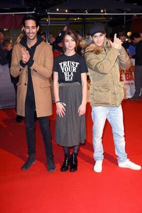 Sami Slimani, Lisa Marie Koroll, Louis Held Weltpremiere von Vier gegen die Bank im CineStar im Sony Center in Berlin am 13.12.2016