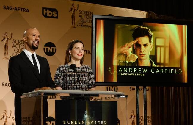 Common and Sophia Bush announce nominations onstage for the 23rd annual SAG Awards at the Pacific Design Center on in West Hollywood, California on December 14, 2016. Winners will be announced during a Simulcast Live on Sunday, January 29th.  LAP2016121405 JIMxRUYMEN