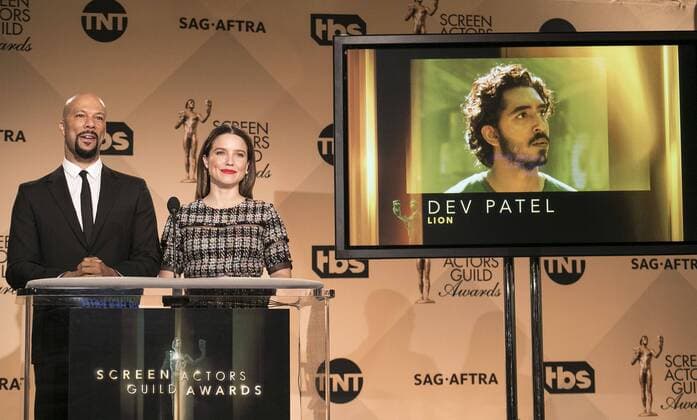 December 14, 2016 - West Hollywood, California, U.S - Common and Sophia Bush at the 23rd Annual Screen Actors Guild Awards Nominations announcement at the Pacific Design Center on Wednesday, December 14, 2016 in West Hollywood, California. Outstanding Performance by a Male Actor in a Supporting Role, DEV PATEL Saroo Brierley Ã¢â‚¬ LIONÃ West Hollywood U.S. - ZUMAp124 20161214_zaa_p124_026