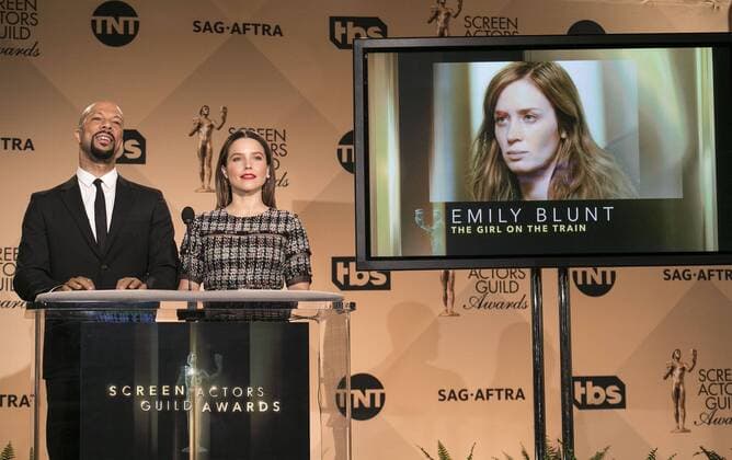 December 14, 2016 - West Hollywood, California, U.S - Common and Sophia Bush at the 23rd Annual Screen Actors Guild Awards Nominations announcement at the Pacific Design Center on Wednesday, December 14, 2016 in West Hollywood, California. Outstanding Performance by a Female Actor in a Leading Role, EMILY BLUNT Rachel Ã¢â‚¬ THE GIRL ON THE TRAINÃ West Hollywood U.S. - ZUMAp124 20161214_zaa_p124_028