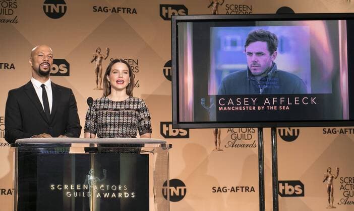 December 14, 2016 - West Hollywood, California, U.S - Common and Sophia Bush at the 23rd Annual Screen Actors Guild Awards Nominations announcement at the Pacific Design Center on Wednesday, December 14, 2016 in West Hollywood, California. Outstanding Performance by a Male Actor in a Leading Role, CASEY AFFLECK Lee Chandler Ã¢â‚¬ MANCHESTER BY THE SEAÃ West Hollywood U.S. - ZUMAp124 20161214_zaa_p124_038