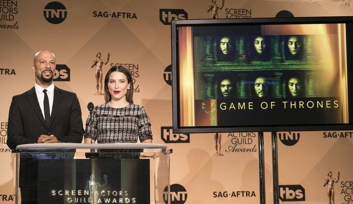 December 14, 2016 - West Hollywood, California, U.S - Common and Sophia Bush at the 23rd Annual Screen Actors Guild Awards Nominations announcement at the Pacific Design Center on Wednesday, December 14, 2016 in West Hollywood, California. Outstanding Performance by an Ensemble in a Drama Series, GAME OF THRONES West Hollywood U.S. - ZUMAp124 20161214_zaa_p124_048
