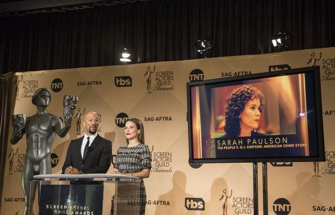 December 14, 2016 - West Hollywood, California, U.S - Common and Sophia Bush at the 23rd Annual Screen Actors Guild Awards Nominations announcement at the Pacific Design Center on Wednesday, December 14, 2016 in West Hollywood, California. Outstanding Performance by a Female Actor in a Television Movie or Limited Series, SARAH PAULSON Marcia Clark Ã¢â‚¬ THE PEOPLE V. O.J. SIMPSON: AMERICAN CRIME STORYÃ West Hollywood U.S. - ZUMAp124 20161214_zaa_p124_052