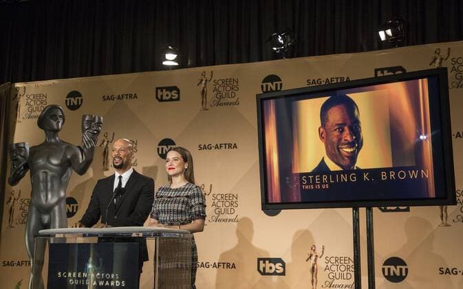 December 14, 2016 - West Hollywood, California, U.S - Common and Sophia Bush at the 23rd Annual Screen Actors Guild Awards Nominations announcement at the Pacific Design Center on Wednesday, December 14, 2016 in West Hollywood, California. Outstanding Performance by a Male Actor in a Television Movie or Limited Series, STERLING K. BROWN Christopher Darden Ã¢â‚¬ THE PEOPLE V. O.J. SIMPSON: AMERICAN CRIME STORYÃ West Hollywood U.S. - ZUMAp124 20161214_zaa_p124_050