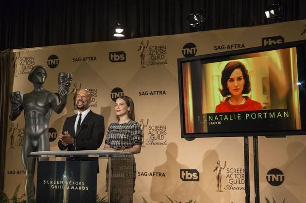 December 14, 2016 - West Hollywood, California, U.S - Common and Sophia Bush at the 23rd Annual Screen Actors Guild Awards Nominations announcement at the Pacific Design Center on Wednesday, December 14, 2016 in West Hollywood, California. Outstanding Performance by a Female Actor in a Leading Role, NATALIE PORTMAN Jackie Kennedy Ã¢â‚¬ JACKIEÃ West Hollywood U.S. - ZUMAp124 20161214_zaa_p124_056