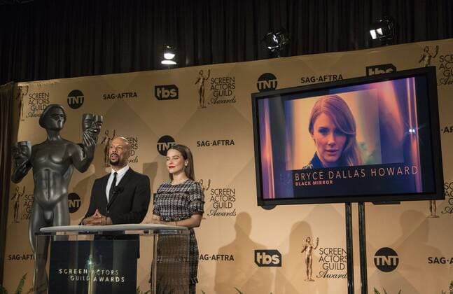 December 14, 2016 - West Hollywood, California, U.S - Common and Sophia Bush at the 23rd Annual Screen Actors Guild Awards Nominations announcement at the Pacific Design Center on Wednesday, December 14, 2016 in West Hollywood, California. Outstanding Performance by a Female Actor in a Television Movie or Limited Series, BRYCE DALLAS HOWARD Lacie Ã¢â‚¬ BLACK MIRRORÃ West Hollywood U.S. - ZUMAp124 20161214_zaa_p124_058