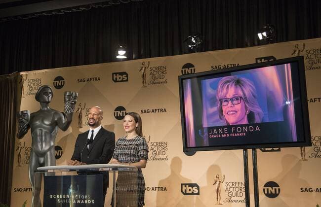 December 14, 2016 - West Hollywood, California, U.S - Common and Sophia Bush at the 23rd Annual Screen Actors Guild Awards Nominations announcement at the Pacific Design Center on Wednesday, December 14, 2016 in West Hollywood, California. Outstanding Performance by a Female Actor in a Comedy Series, JANE FONDA Grace Hanson Ã¢â‚¬ GRACE AND FRANKIEÃ West Hollywood U.S. - ZUMAp124 20161214_zaa_p124_059
