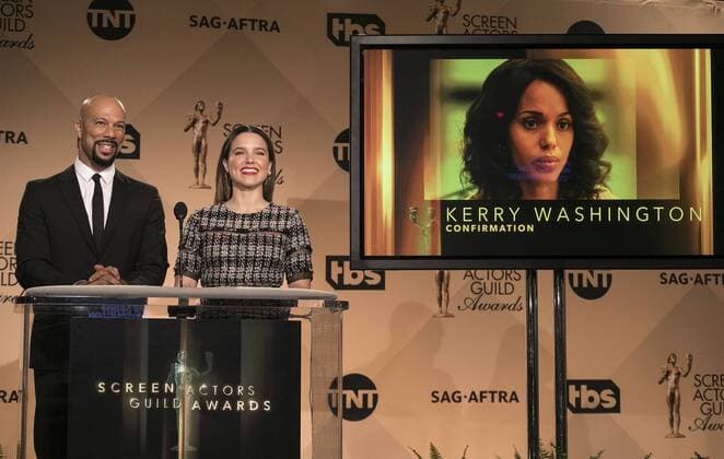 December 14, 2016 - West Hollywood, California, U.S - Common and Sophia Bush at the 23rd Annual Screen Actors Guild Awards Nominations announcement at the Pacific Design Center on Wednesday, December 14, 2016 in West Hollywood, California. Outstanding Performance by a Female Actor in a Television Movie or Limited Series, KERRY WASHINGTON Anita Hill Ã¢â‚¬ CONFIRMATIONÃ West Hollywood U.S. - ZUMAp124 20161214_zaa_p124_061