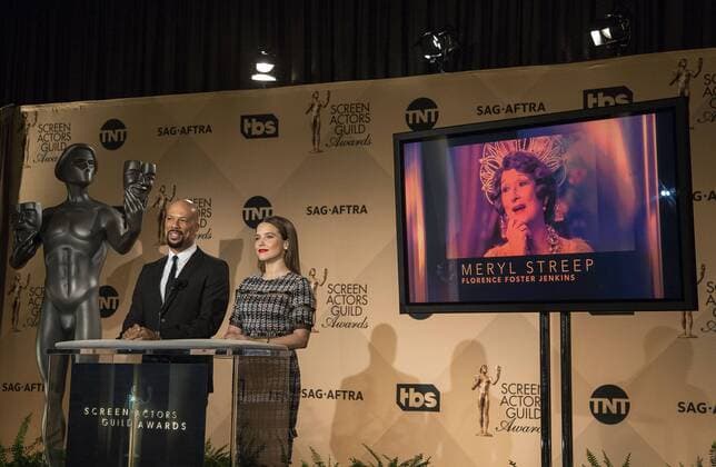 December 14, 2016 - West Hollywood, California, U.S - Common and Sophia Bush at the 23rd Annual Screen Actors Guild Awards Nominations announcement at the Pacific Design Center on Wednesday, December 14, 2016 in West Hollywood, California. Outstanding Performance by a Female Actor in a Leading Role, MERYL STREEP Florence Foster Jenkins Ã¢â‚¬ FLORENCE FOSTER JENKINSÃ West Hollywood U.S. - ZUMAp124 20161214_zaa_p124_063
