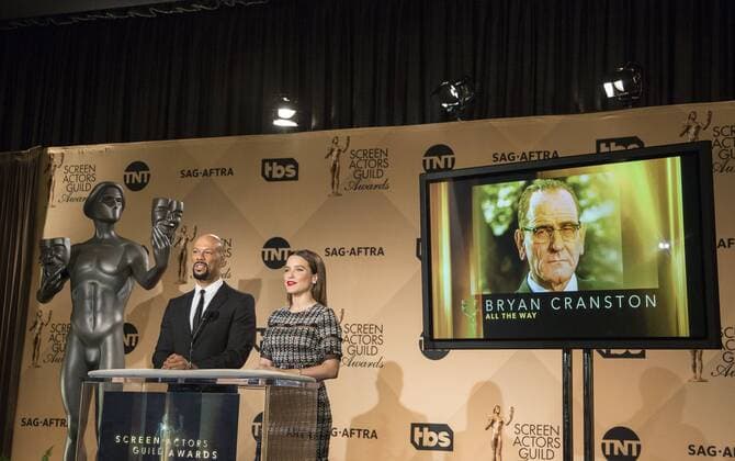 December 14, 2016 - West Hollywood, California, U.S - Common and Sophia Bush at the 23rd Annual Screen Actors Guild Awards Nominations announcement at the Pacific Design Center on Wednesday, December 14, 2016 in West Hollywood, California. Outstanding Performance by a Male Actor in a Television Movie or Limited Series, BRYAN CRANSTON President Lyndon B. Johnson Ã¢â‚¬ ALL THE WAYÃ West Hollywood U.S. - ZUMAp124 20161214_zaa_p124_067