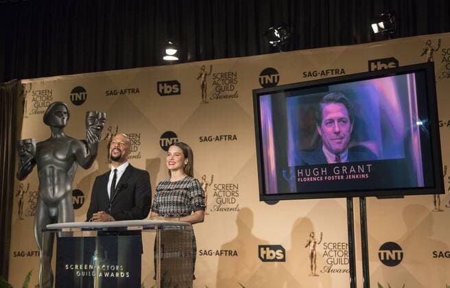 December 14, 2016 - West Hollywood, California, U.S - Common and Sophia Bush at the 23rd Annual Screen Actors Guild Awards Nominations announcement at the Pacific Design Center on Wednesday, December 14, 2016 in West Hollywood, California. Outstanding Performance by a Male Actor in a Supporting Role, HUGH GRANT St Clair Bayfield Ã¢â‚¬ FLORENCE FOSTER JENKINSÃ West Hollywood U.S. - ZUMAp124 20161214_zaa_p124_080