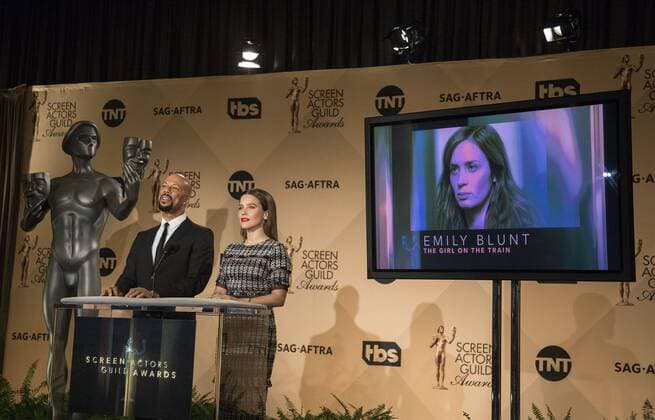 December 14, 2016 - West Hollywood, California, U.S - Common and Sophia Bush at the 23rd Annual Screen Actors Guild Awards Nominations announcement at the Pacific Design Center on Wednesday, December 14, 2016 in West Hollywood, California. Outstanding Performance by a Female Actor in a Leading Role, EMILY BLUNT Rachel Ã¢â‚¬ THE GIRL ON THE TRAINÃ West Hollywood U.S. - ZUMAp124 20161214_zaa_p124_088