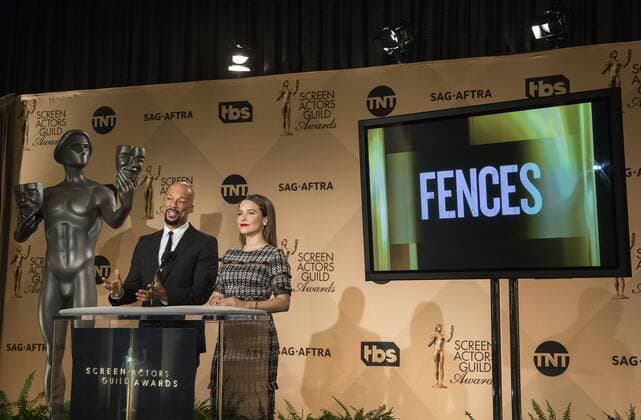 December 14, 2016 - West Hollywood, California, U.S - Common and Sophia Bush at the 23rd Annual Screen Actors Guild Awards Nominations announcement at the Pacific Design Center on Wednesday, December 14, 2016 in West Hollywood, California. Outstanding Performance by a Cast in a Motion Picture, FENCES West Hollywood U.S. - ZUMAp124 20161214_zaa_p124_094