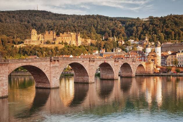 Old town with Karl-Theodor-Bridge (Old Bridge) and Castle, Neckar River, Heidelberg, Baden-Wurttemberg, Germany, Europe Copyright: MarkusxLange 1160-3055