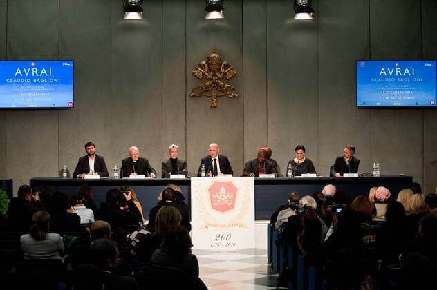 NO FRANCE - NO SWITZERLAND: December 16 2016 : Press Conference for the Benefit concert presentation Avrai the concert will be held on the occasion of the Bicentennial of the Vatican Gendarmerie, and will be executed by the artist Claudio Baglioni to help two important projects: a children s hospital in Bangui, Central African Republic, and the victims of the earthquake in central Italy, at the Press Room of the Holy See in the Vatican.  Â©M.xMIGLIORATO CPPx xIPA