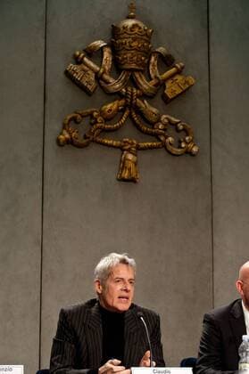 NO FRANCE - NO SWITZERLAND: December 16 2016 : Claudio Baglioni during the press Conference for the Benefit concert presentation Avrai the concert will be held on the occasion of the Bicentennial of the Vatican Gendarmerie, and will be executed by the artist Claudio Baglioni to help two important projects: a children s hospital in Bangui, Central African Republic, and the victims of the earthquake in central Italy, at the Press Room of the Holy See in the Vatican.  Â©M.xMIGLIORATO CPPx xIPA