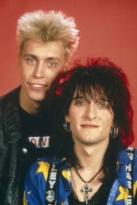 Farin Urlaub (links) und Bela B von der deutschen Punkrockband Die Ärzte , Deutschland 1980er Jahre. Farin Urlaub (left) and Bela B of German punk rock band Die Aerzte , Germany 1980s. Copyright: TBM UnitedArchives201589
