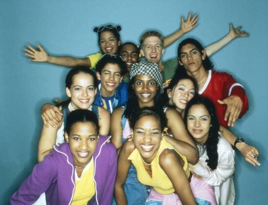 Die Band Yamyam mit Collien Ulmen Fernandes (rechts unten), Deutschland 1990er Jahre. Band Yamyam with Collien Ulmen Fernandes (bottom right), Germany 1990s. Copyright: TBM UnitedArchives201724