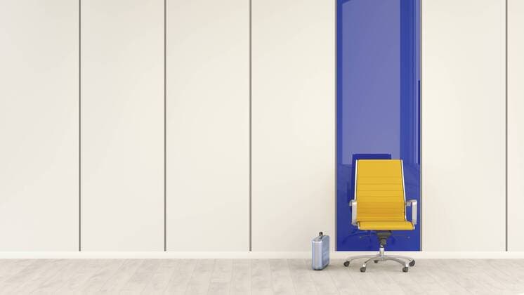 Empty office chair and briefcase, 3d rendering  UWF01071