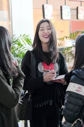 SHANGHAI, CHINA - DECEMBER 31: Fashion model Liu Wen seen at the airport on December 31, 2016 in Shanghai, China.  CFP497682816