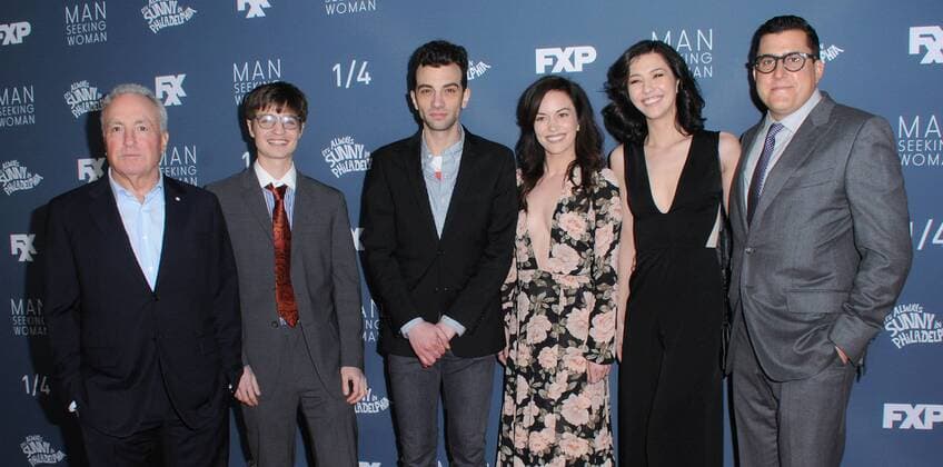 January 3, 2017 - Westwood, CA, United States - 03 January 2017 - Westwood, California - Lorne Michaels, Simon Rich, Jay Baruchel, Britt Lower, Katie Findlay, Andrew Singer. Premiere of FXX s It s Always Sunny in Philadelphia Season 12 and Man Seeking Woman Season 3 held at the Fox Bruin Theatre. Photo Credit: AdMedia Westwood United States - ZUMAa123 20170103_zaa_a123_086