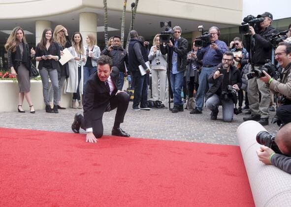 January 4, 2017 - Los Angeles, California, U.S - Tonight Show host Jimmy Fallon joins the red carpet roll out ceremony during the 74rd Annual Golden Globe Awards Preview Day at the Beverly Hilton on Wednesday, Jan. 4, 2017, in Beverly Hills, Calif. The annual awards show including film and television will be held on Sunday. Los Angeles U.S. - ZUMAc68_ 20170104_zaf_c68_006