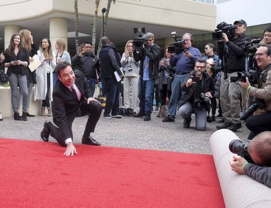 January 4, 2017 - Los Angeles, California, U.S - Tonight Show host Jimmy Fallon joins the red carpet roll out ceremony during the 74rd Annual Golden Globe Awards Preview Day at the Beverly Hilton on Wednesday, Jan. 4, 2017, in Beverly Hills, Calif. The annual awards show including film and television will be held on Sunday. Los Angeles U.S. - ZUMAc68_ 20170104_zaf_c68_027