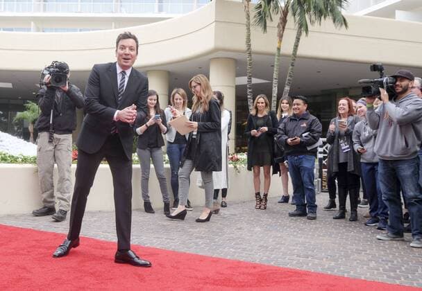 January 4, 2017 - Los Angeles, California, U.S - Tonight Show host Jimmy Fallon joins the red carpet roll out ceremony during the 74rd Annual Golden Globe Awards Preview Day at the Beverly Hilton on Wednesday, Jan. 4, 2017, in Beverly Hills, Calif. The annual awards show including film and television will be held on Sunday. Los Angeles U.S. - ZUMAc68_ 20170104_zaf_c68_028