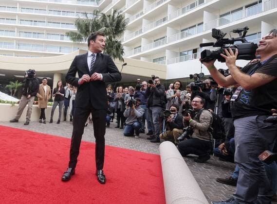 January 4, 2017 - Los Angeles, California, U.S - Host and comedian JIMMY FALLON joins the red carpet roll out ceremony during the 74rd Annual Golden Globe Awards Preview Day at the Beverly Hilton on Wednesday. The annual awards show including film and television will be held on Sunday. Los Angeles U.S. - ZUMAc68_ 20170104_zaf_c68_022