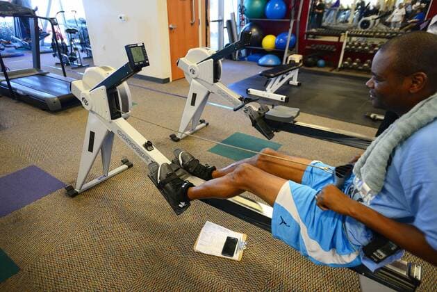 January 4, 2017 - Albuquerque, NEW MEXICO, U.S. - 010417.Calvin Groover <cq>,works out at the New Heart Gym located inside the New Mexico Heart Institute. The 52 year-old suffered cardiac arrest last summer .Photographed on Wednesday January 4 , 2017. . JOURNAL. Albuquerque U.S. - ZUMAab1_ 20170104_zaf_ab1_003