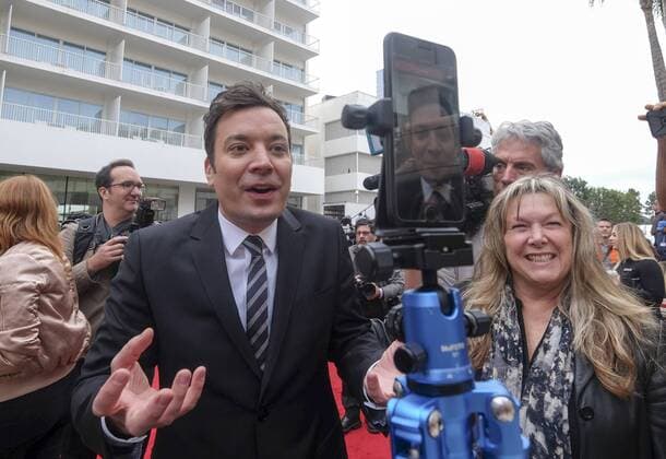 January 4, 2017 - Los Angeles, California, U.S - Tonight Show host Jimmy Fallon joins the red carpet roll out ceremony during the 74rd Annual Golden Globe Awards Preview Day at the Beverly Hilton on Wednesday, Jan. 4, 2017, in Beverly Hills, Calif. The annual awards show including film and television will be held on Sunday. Los Angeles U.S. - ZUMAc68_ 20170104_zaf_c68_016