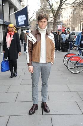 English model and boyfriend of Pixie Lott Oliver Cheshire attending a London Fashion Week Men s Show on The Strand. JANUARY 6th 2017  TSTx1716