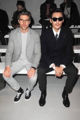 Irish TV presenter Darren Kennedy and Chinese actor Hu Bing attending the Matthew Miller London Fashion Week Men s catwalk show on The Strand. JANUARY 7th 2017  TSTx1725